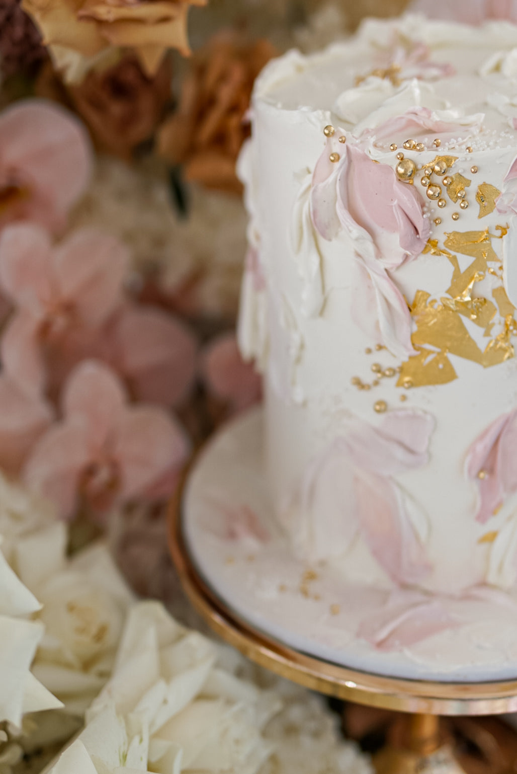 Honey abstract palette florals cake